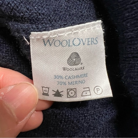 Woolovers Navy Blue Cashmere & Merino Wool Blend 1/4 Zip Pullover Sweater S - Picture 4 of 6